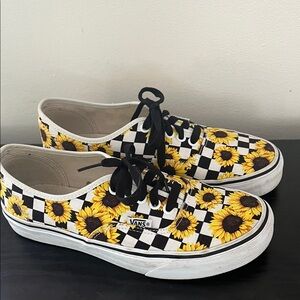 Vans Sunflower Checkered Sneakers - Black and Yellow women’s 8.5 men’s 7